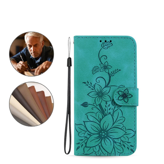 Откидной чехол для Oppo A60, Lily Flower, зелёный