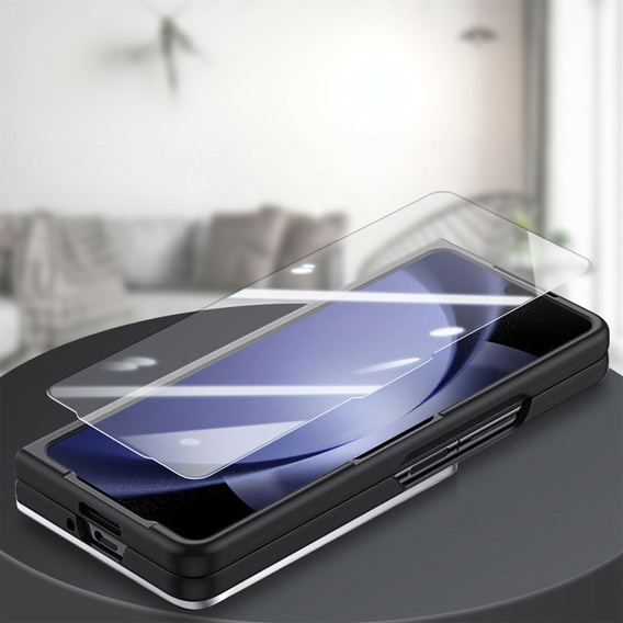 Чохол для Samsung Galaxy Z Fold 5 5G, з підставкою, склом та стилусом, шкіряний, чорний
