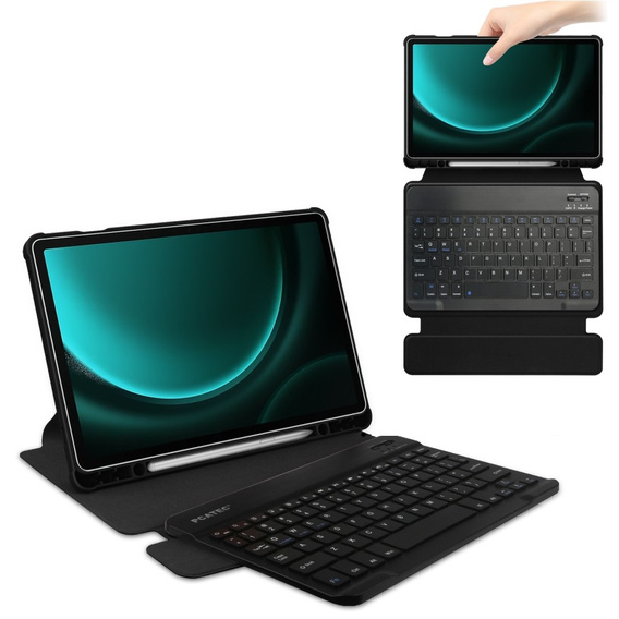 Чехол клавиатура для Samsung Galaxy Tab S9 FE+ Plus, Rotary 360° Leather, чёрный