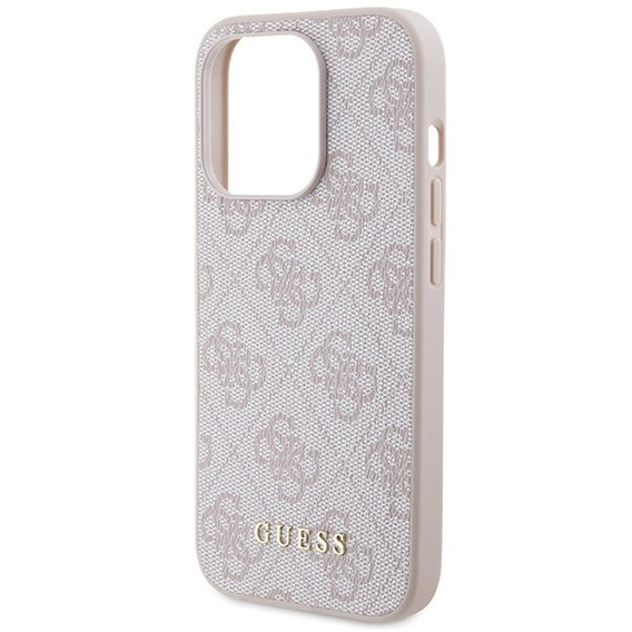Чехол GUESS до iPhone 15 Pro Max, 4G Metal Gold Logo, розовый