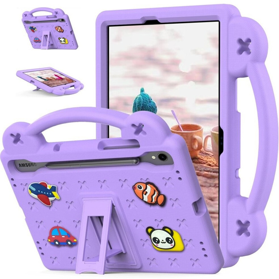 Детский чехол для Samsung Galaxy Tab S7/S8/S9, Cute Patterns, с подставкой, фиолетовый