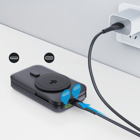 Индукционное зарядное устройство с powerbank 10000mAh 15W Qi2 MagSafe для iPhone 12 13 14 15 16 / Apple Watch