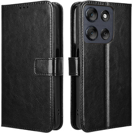 Футляр з клапаном для Motorola Moto G56 5G, Crazy Horse Wallet, чорний
