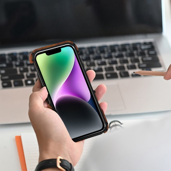 Чехол R-JUST для iPhone 14, Alu Wood Bumper, черный