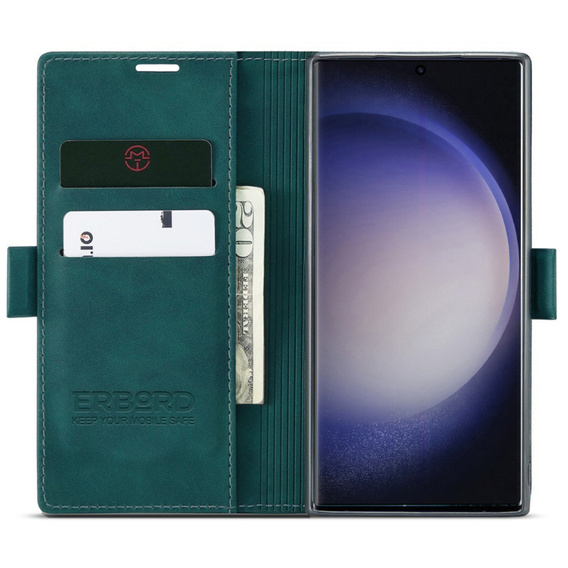 Чохол для Samsung Galaxy S24 Ultra, ERBORD Vintage, гаманець з клапаном, зелений