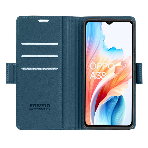 Чохол для Oppo A18 4G / A38 4G, ERBORD Glossy Litchi, гаманець з клапаном, м'яти