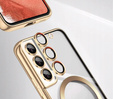 Чохол для Samsung Galaxy S21 FE, Electro MagSafe, золотий + Скло на екран