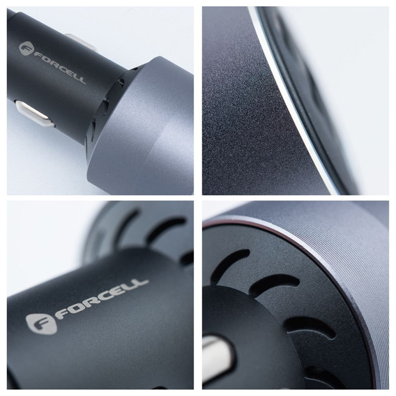 Автомобільний зарядний пристрій Forcell F-Energy Alu 85 Вт, 2 × USB-C + USB-A, PD / QC 4.0 / SFC 2.0