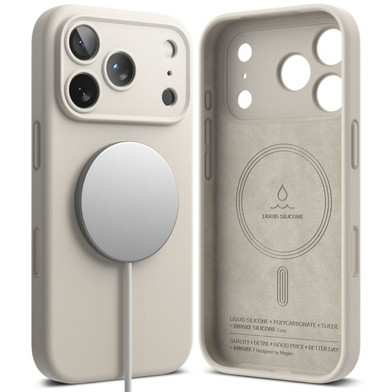 Чехол Ringke для iPhone 17 Pro Max, силиконовый магнитный MagSafe, камень