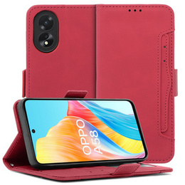 Футляр з клапаном для Oppo A58 4G, Card Slot, червоний