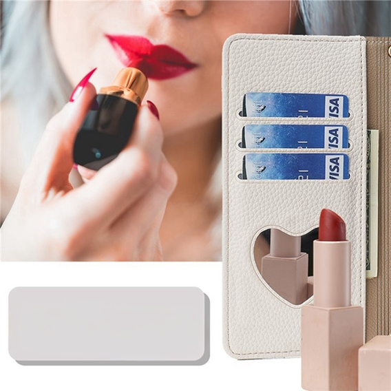 Флип-кейс для Samsung Galaxy A56 5G, Wallet Zipper Pocket, с зеркалом, белый