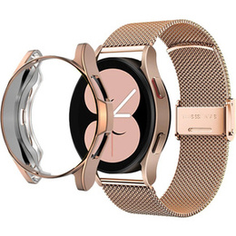 Металический браслет с чехлом для часов Samsung Galaxy Watch 4 Classic 46mm, Rose Gold