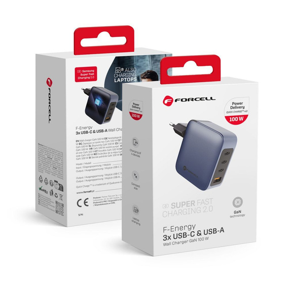 Forcell Зарядное устройство USB-C 3A 45W PD QC 4.0 - White