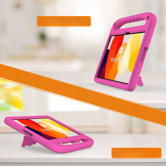 Детский чехол для Xiaomi Redmi Pad SE 11", детский чехол с ручкой, розовый
