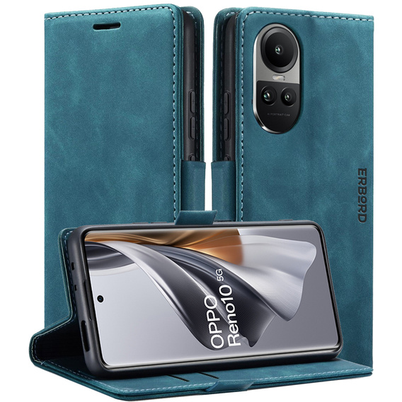 Чехол для Oppo Reno 10 / 10 Pro, ERBORD Vintage, бумажник с клапаном, синий