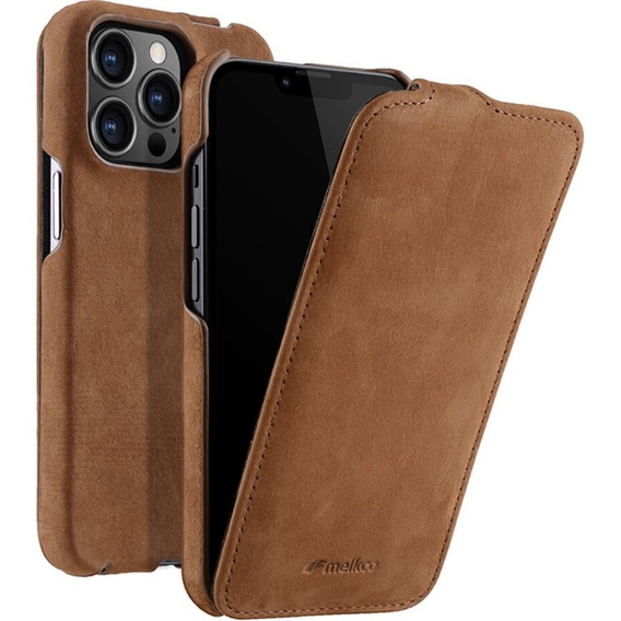 Чохол MELKCO для iPhone 13 Pro, шкіряний, фліп, кава