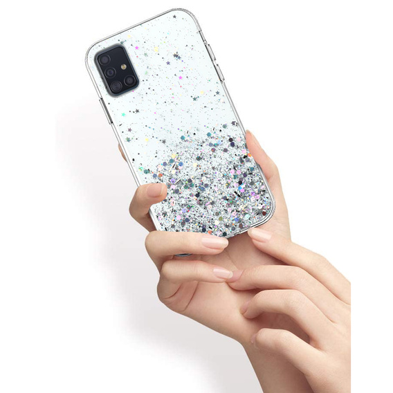 Чехол до Samsung Galaxy A71 5G, Glittery, прозрачный