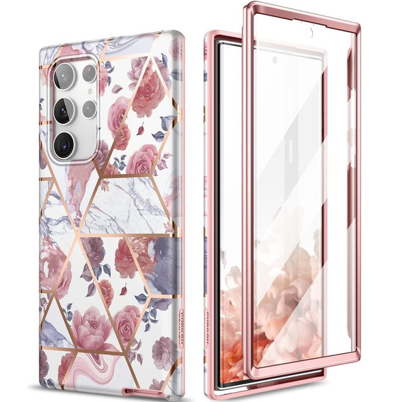 Чехол до Samsung Galaxy S22 Ultra, Suritch Full Body Marble, розовый