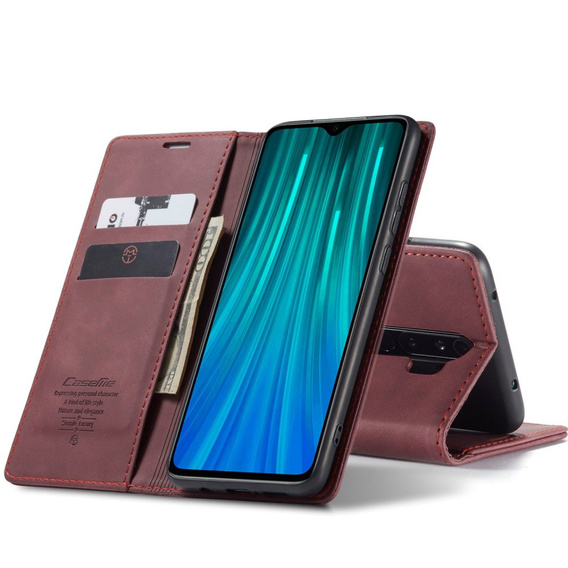 Чехол CASEME для Xiaomi Redmi Note 8 Pro, Leather Wallet Case, красный