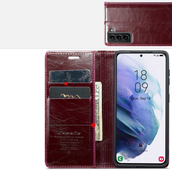 Флип-кейс CASEME для Samsung Galaxy S21, Waxy Textured, красный