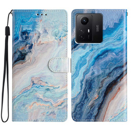 Откидной чехол для Xiaomi Redmi Note 12S, Wallet Marble, синий