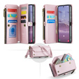Чехол CASEME для Samsung Galaxy S24 FE, RFID Leather Wallet, с плечевым ремнем, розовый