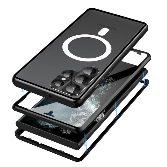 Магнітний чохол Dual Glass MagSafe для Samsung Galaxy S24 Ultra, чорний