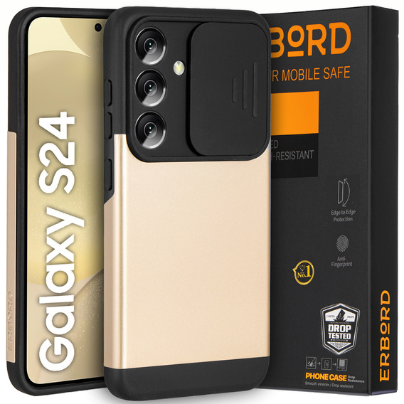 Чoхол до Samsung Galaxy S24, ERBORD CamProtect Slide Camera, золотий