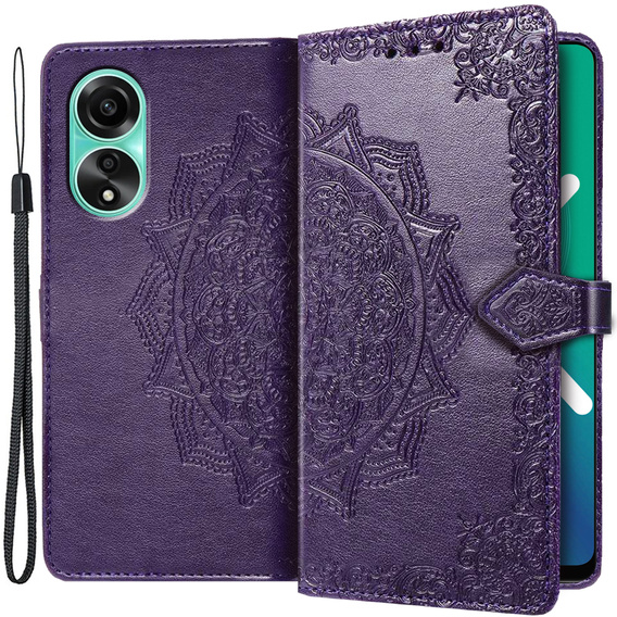 Чохол-книжка для Oppo A98 5G, Mandala, фіолетовий