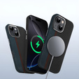 Чохол для iPhone 13, Carbon Fiber MagSafe, чорний / синій