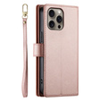 Чохол-книжка для iPhone 16 Pro Max, Wallet Zipper Pocket, рожевий
