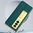 Чохол із склом для Samsung Galaxy Z Fold 4 5G, Kickstand Cross Texture, Green