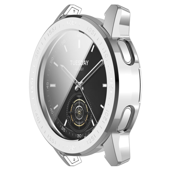 Чехол 2 в 1 с защитой экрана для Xiaomi Redmi Watch 3 Lite / Watch 3 Active, серебристый