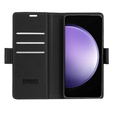 Чохол для Samsung Galaxy S23 FE, ERBORD Glossy Litchi, гаманець з клапаном, чорний