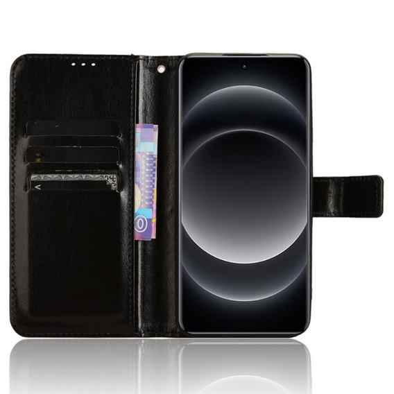 Откидной чехол для Xiaomi 14 Ultra, Crazy Horse Wallet, чёрный