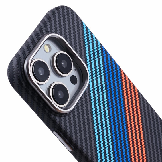 Чехол для iPhone 13 Pro, Carbon Fiber MagSafe, темно-синий