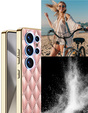 Чохол для Samsung Galaxy S25 Ultra, Leather Rhombus, рожевий