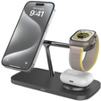 Індуктивний зарядний пристрій Qi2 3в1 15 Вт для iPhone / Apple Watch / Airpods / Galaxy / Galaxy Watch / Galaxy Buds, чорний