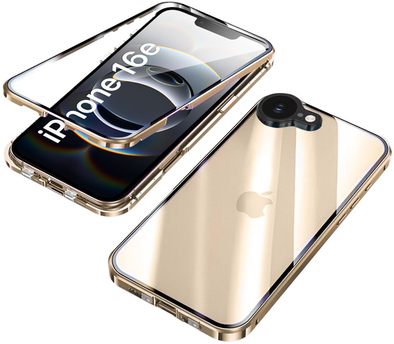 Чохол для iPhone 16E, Magnetic Dual Glass, золотий