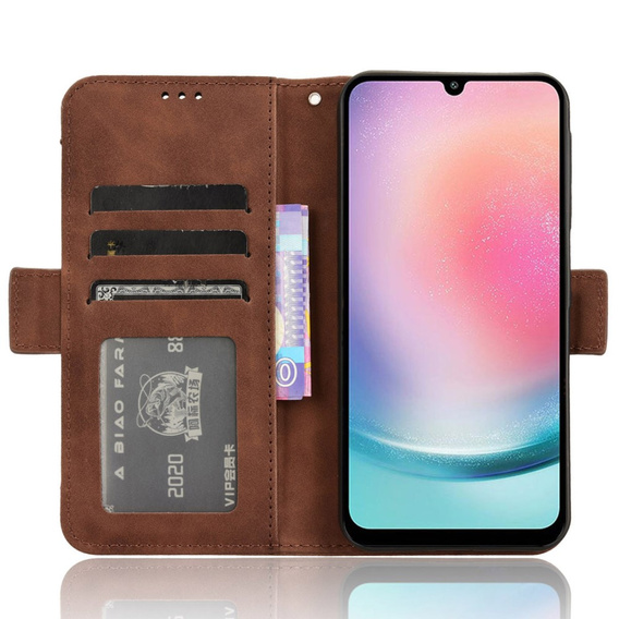 Футляр з клапаном для Samsung Galaxy M55 5G, Card Slot, коричневий