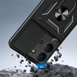 Броньований чохол для Xiaomi Redmi 15C 4G/LTE, із захистом камери, з підставкою, чорний
