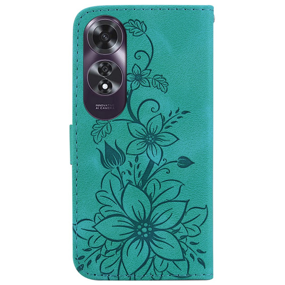 Откидной чехол для Oppo A60, Lily Flower, зелёный