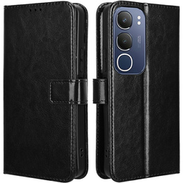 Футляр з клапаном для Vivo Y19s, Crazy Horse Wallet, чорний