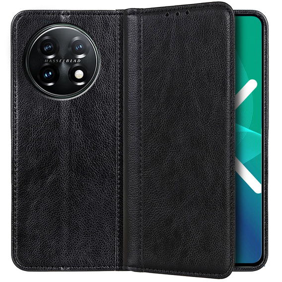 Чохол-фліп для OnePlus 11 5G, Split Leather, чорний