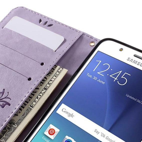 Откидной чехол для Samsung Galaxy J5 2016, Butterfly, фиолетовый