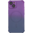 Силіконовий чохол для iPhone 14 Plus, градієнтний магнітний, для MagSafe, фіолетовий / сірий