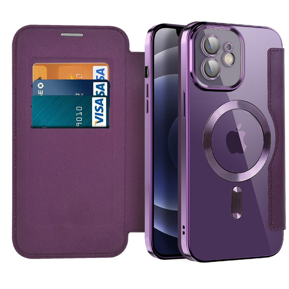 Чохол-книжка для iPhone 12, RFID Wallet MagSafe CamShield, фіолетовий