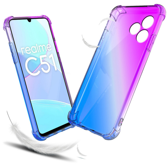 Чехол для Realme C51, Gradient Dropproof, Фиолетовый / синий