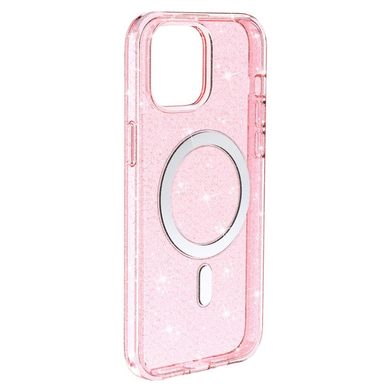 Чoхол до iPhone 14, Dropproof MagSafe Glitter, рожевий