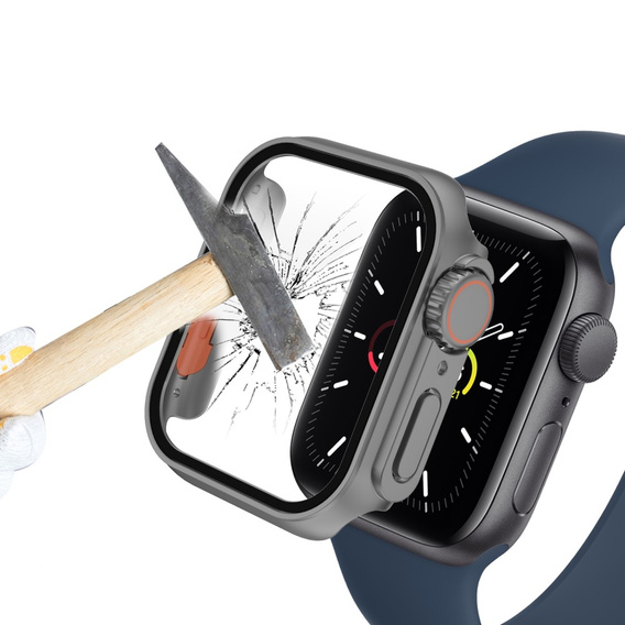 2в1 чехол и защитное стекло для часов Apple Watch 7/8 45MM, Grey/Orange